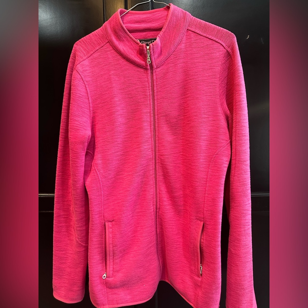 Women’s large pink zip up sweater/jacket with zipper pockets